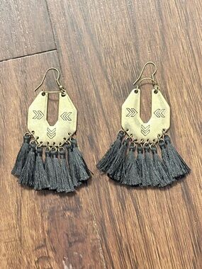 Boho Brass Tassel Drop Earrings